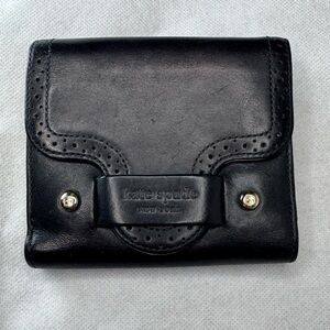 Kate Spade bifold wallet wingtip detail snap closure black leather Rare HTF